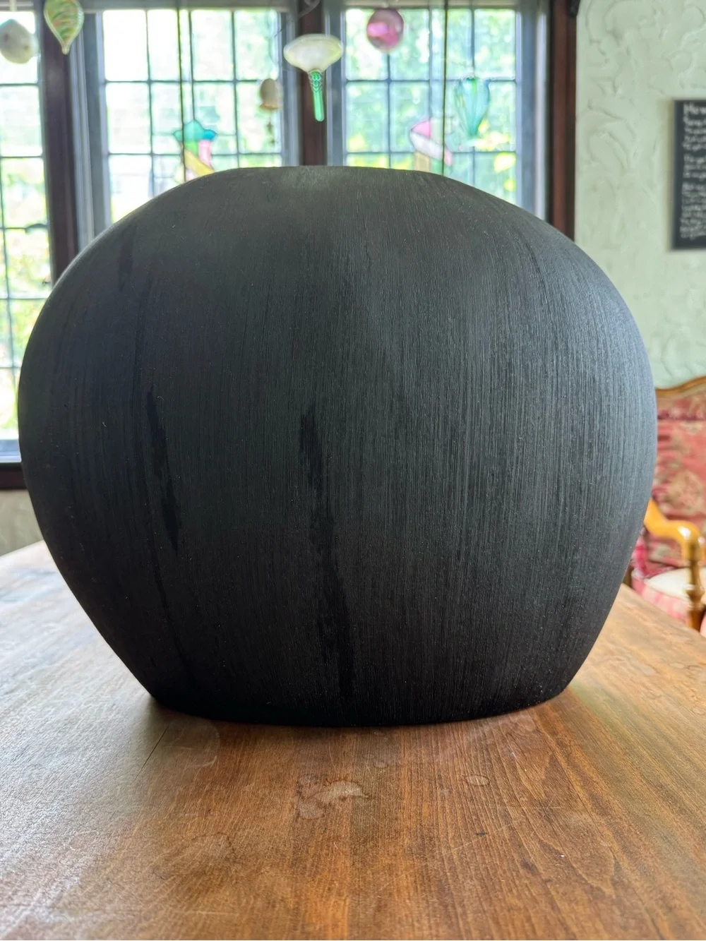 Crate and Barrel Alura Short Dark Grey Oval Ceramic Vase